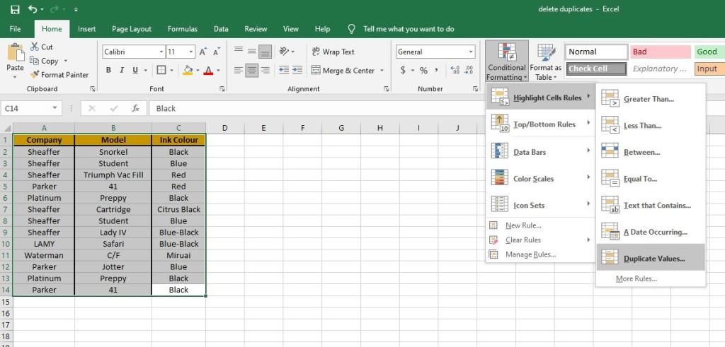 Cum să eliminați duplicatele în Excel