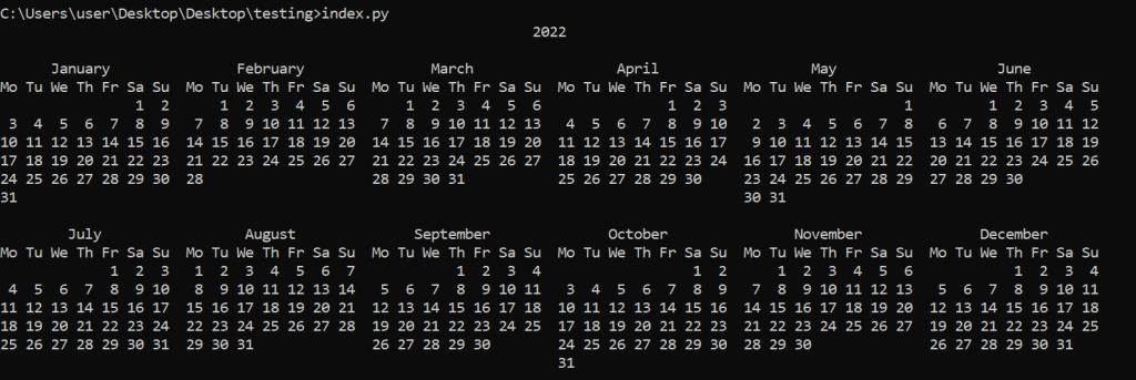 Pythonsカレンダーモジュールの使用方法