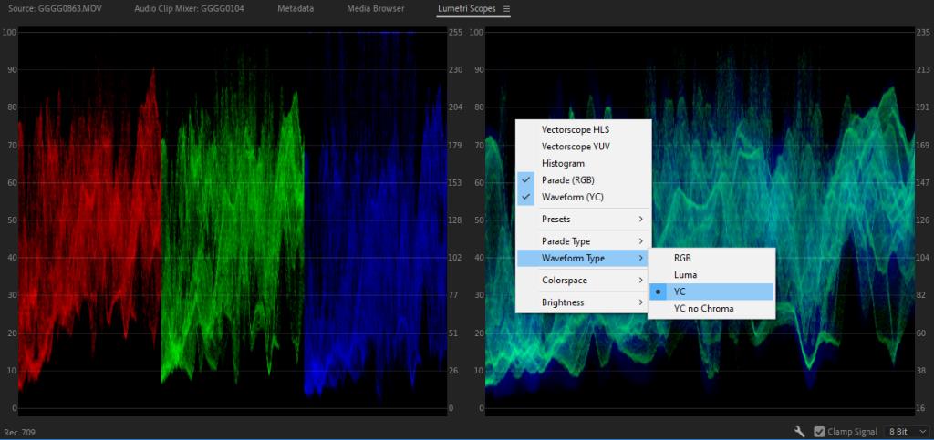 Come leggere gli oscilloscopi Lumetri in Adobe Premiere Pro