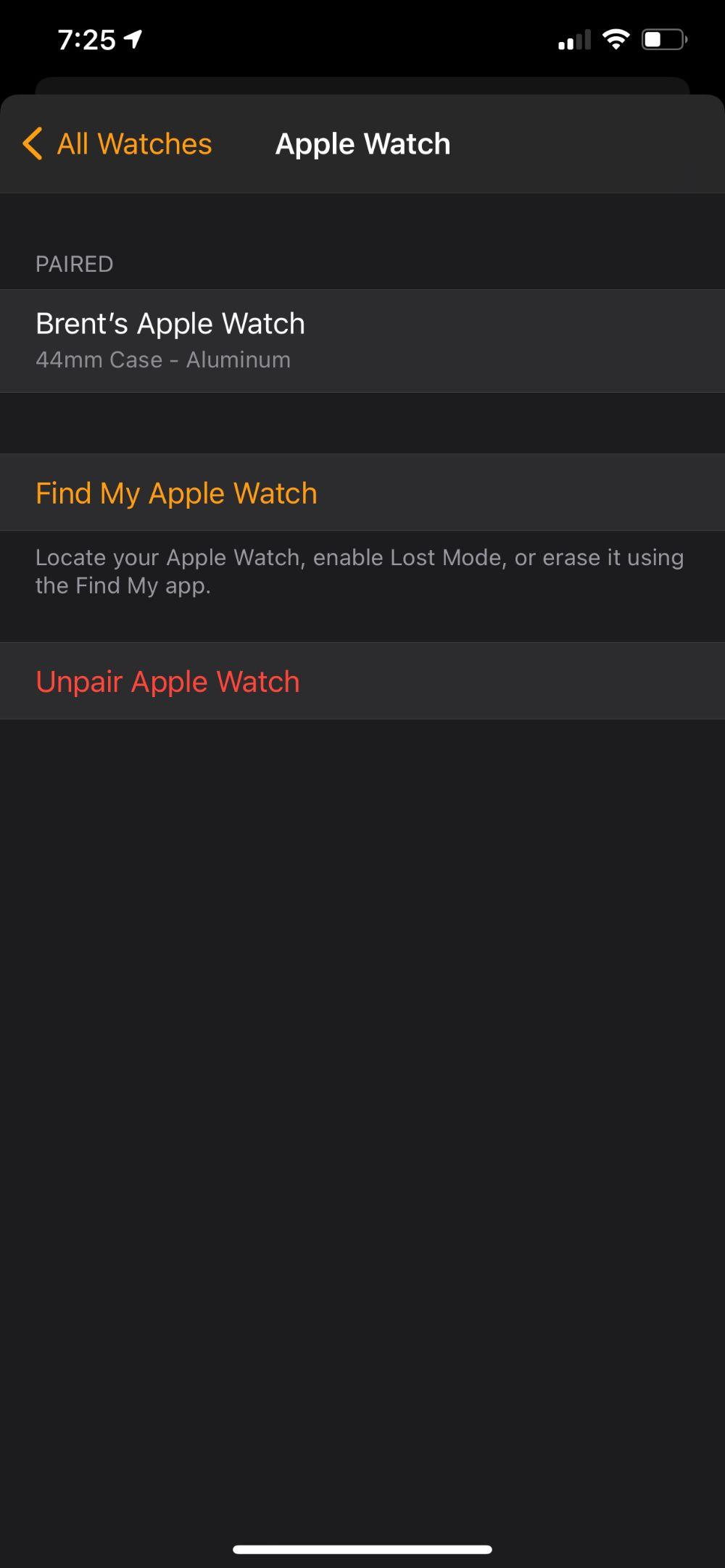 Come disaccoppiare l'Apple Watch dal telefono