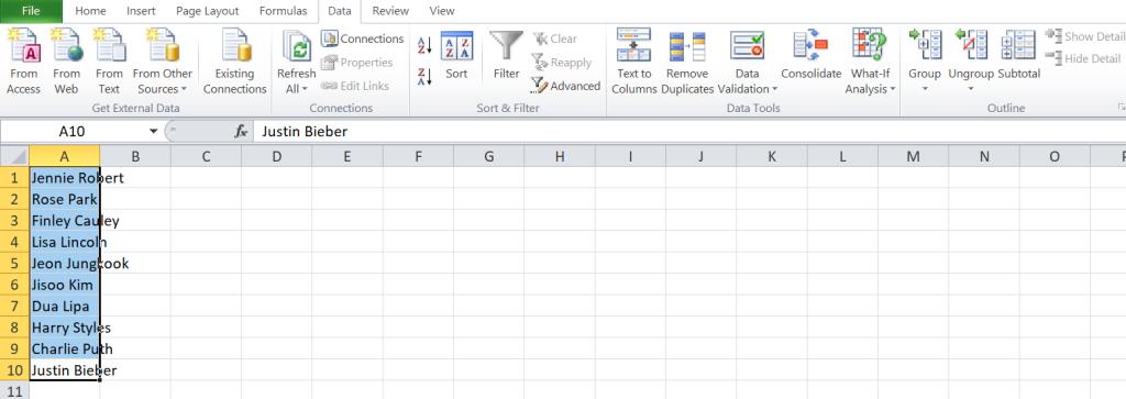 Bir Sınırlayıcı Kullanarak Excel Hücrelerini Bölme