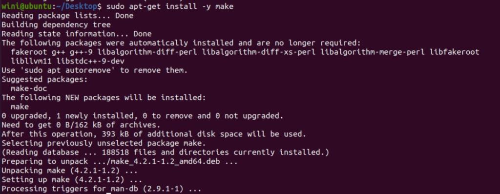 Come risolvere il make: comando non trovato Errore in Ubuntu