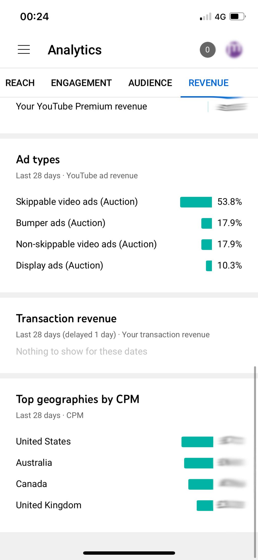 YouTube 스튜디오 앱을 사용하여 수입 및 분석을 확인하는 방법