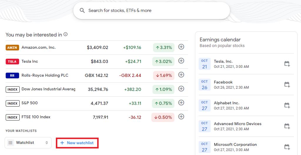 So erstellen Sie eine Aktien-Watchlist bei Google Finance