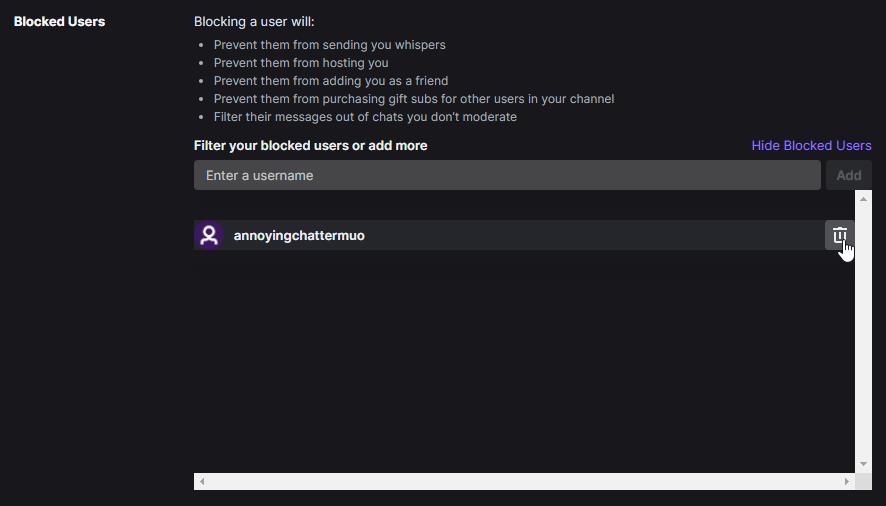 Cómo bloquear y desbloquear a alguien en Twitch