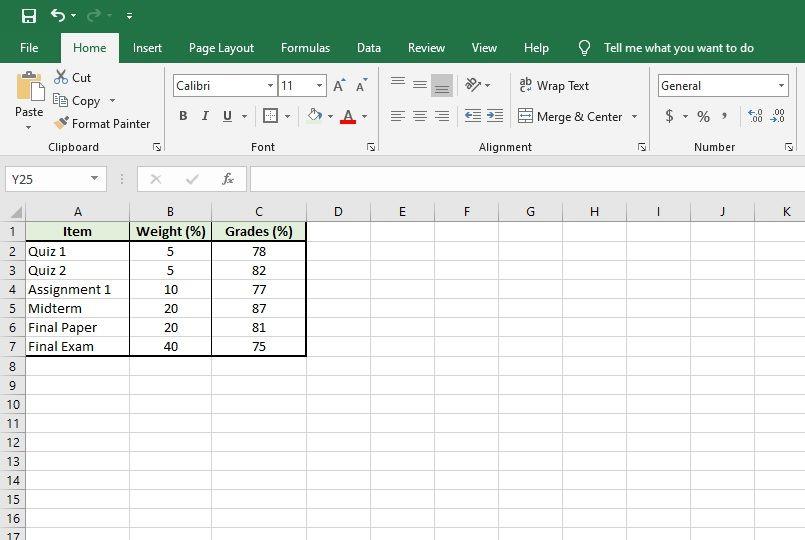 Excel에서 가중 평균을 계산하는 방법