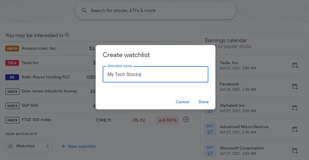Como criar uma lista de observação de ações no Google Finance