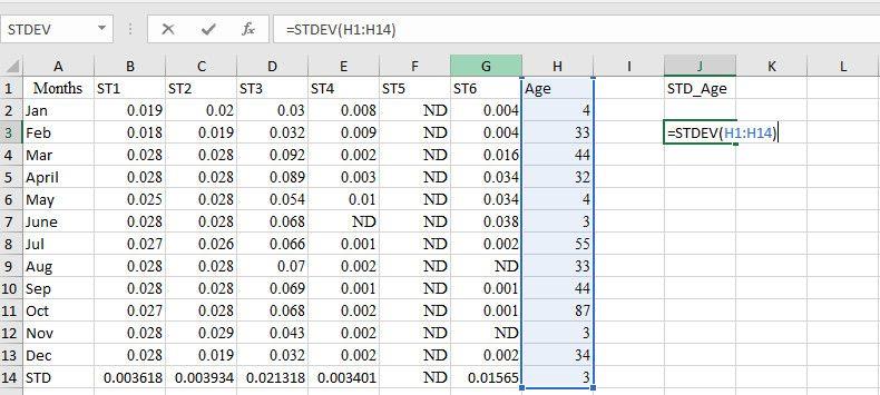 Como calcular o desvio padrão no Excel