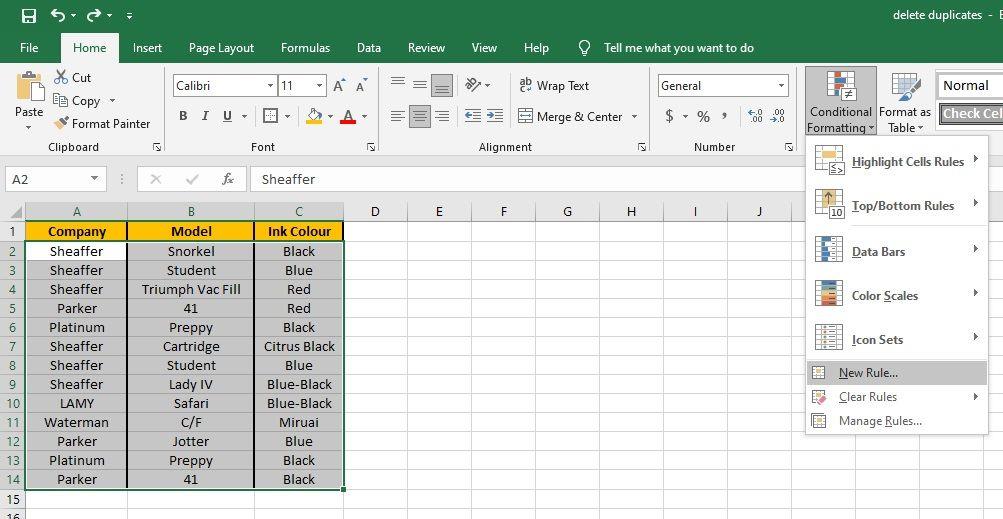 Excel에서 중복을 제거하는 방법