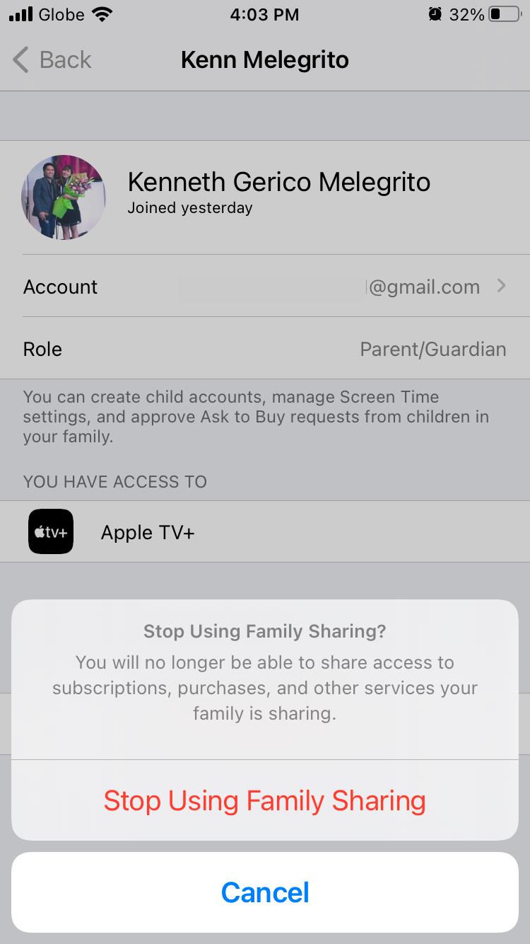 Apple 가족 공유 사용을 중지하거나 다른 가족 구성원을 제거하는 방법