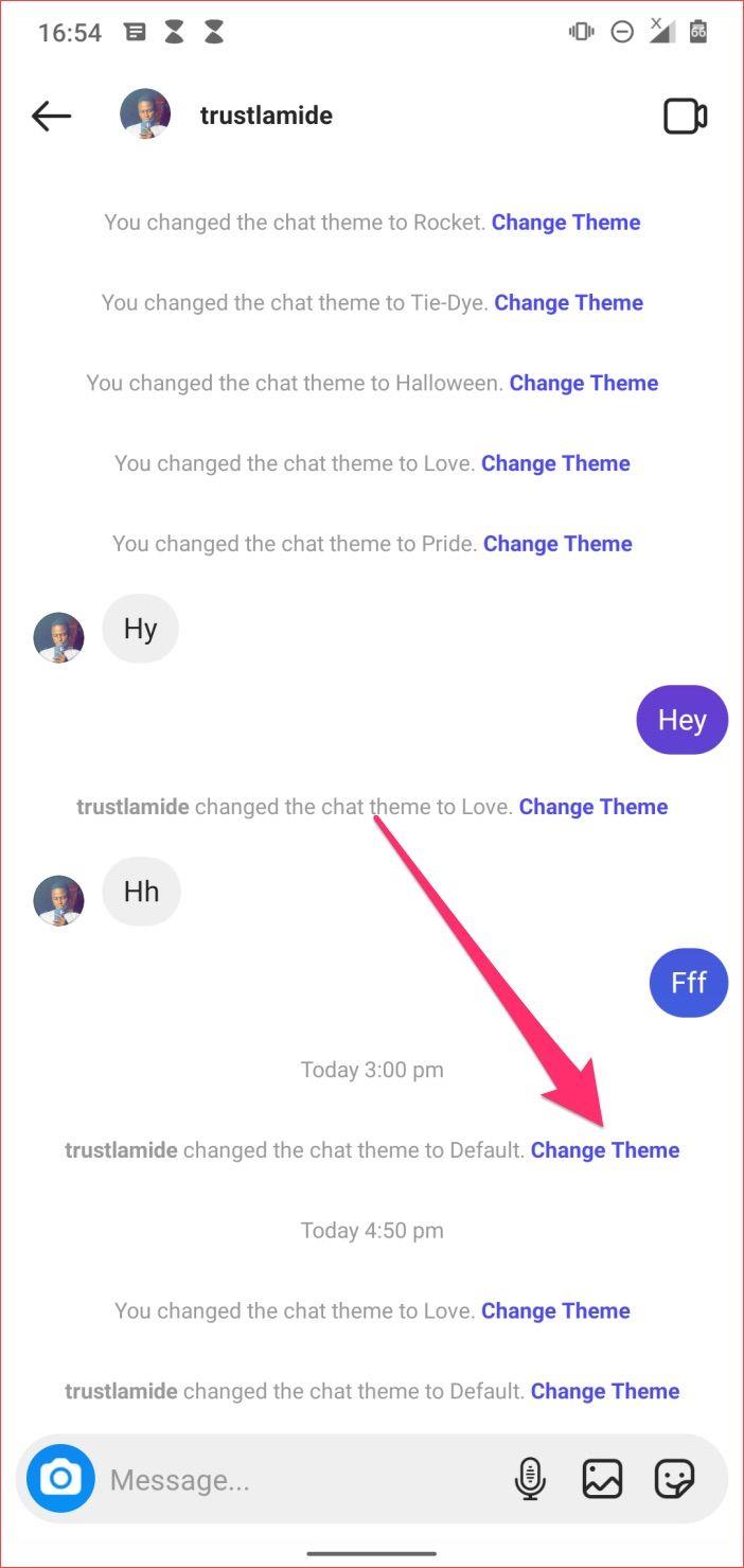Instagramのチャットのテーマと色を変更する方法