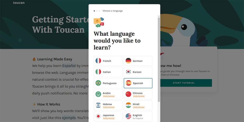 كيف تتعلم لغة جديدة أثناء تصفح الإنترنت باستخدام Toucan