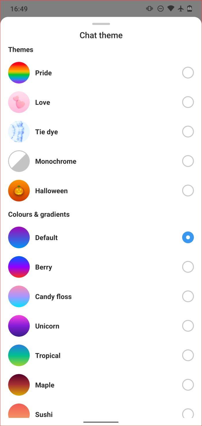 Instagramのチャットのテーマと色を変更する方法