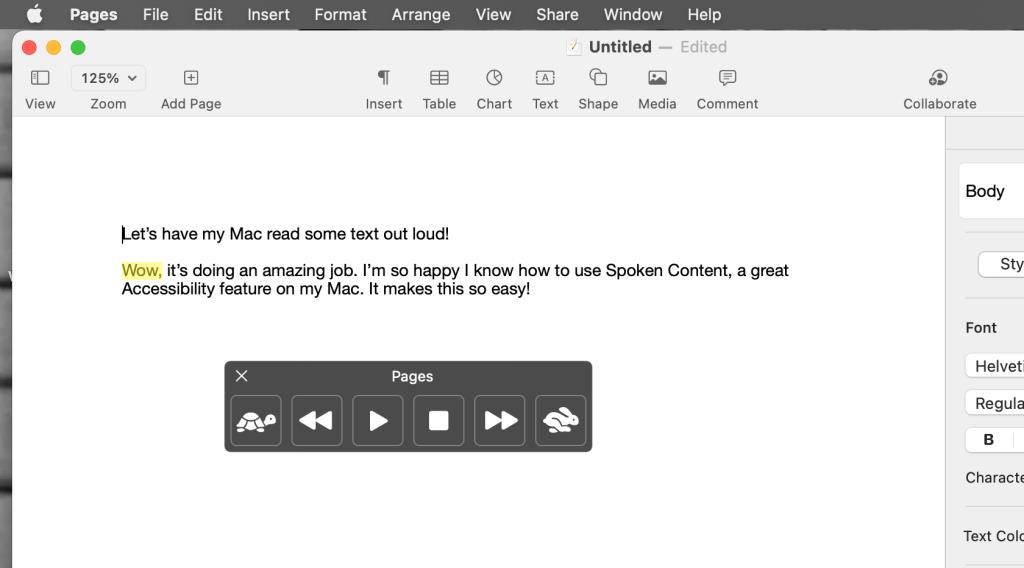 So verwenden Sie gesprochene Inhalte, um Ihren Mac laut vorlesen zu lassen