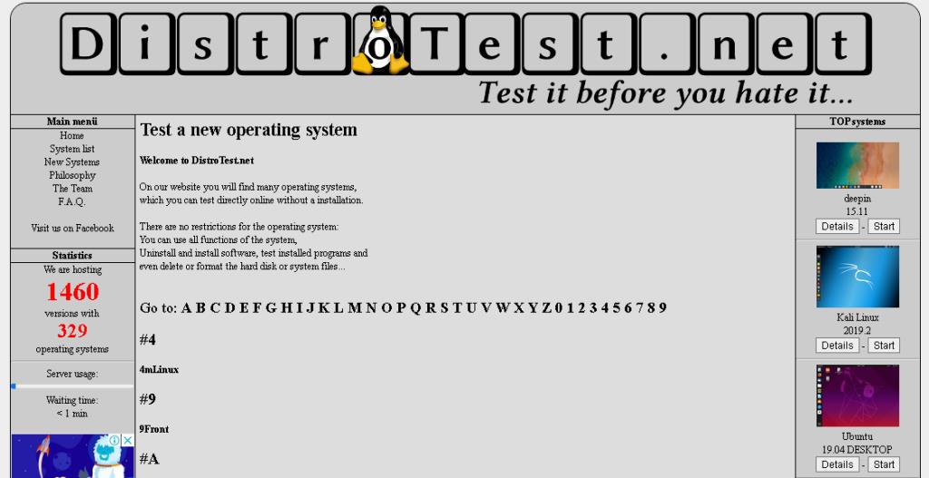 Comment tester n'importe quelle distribution Linux sans installer avec DistroTest