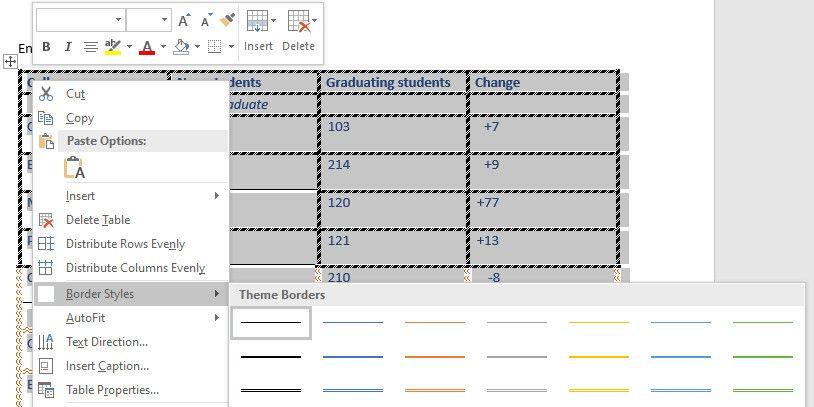 Tabelrandlijnen opmaken in Microsoft Word