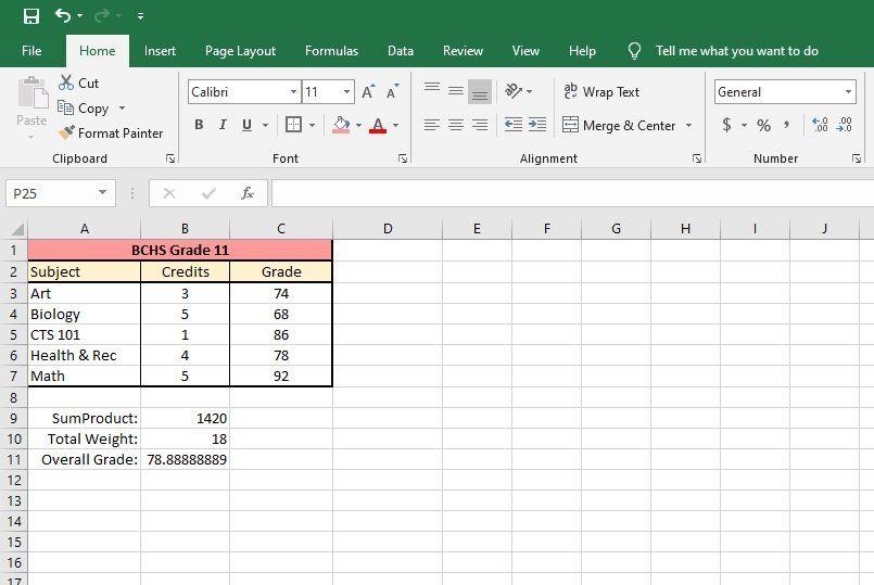 Como calcular a média ponderada no Excel