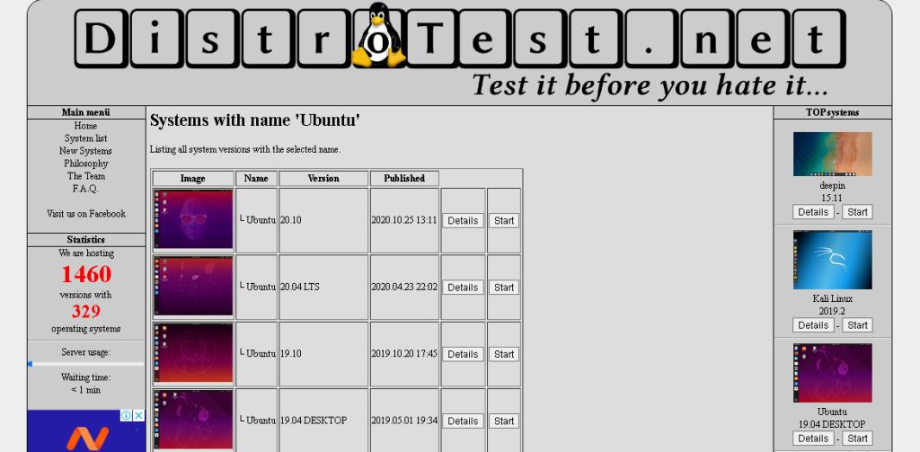 วิธีทดสอบ Linux Distro โดยไม่ต้องติดตั้งด้วย DistroTest