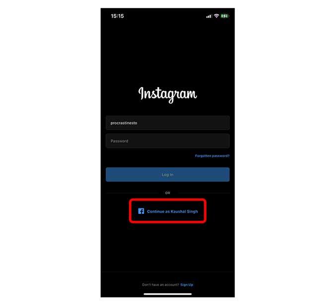 Hoe opgeslagen inloggegevens op Instagram iOS-app te verwijderen?