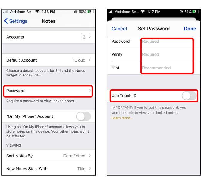 iPhoneでTouchID / Face IDでメモをロッ​​クする方法は？