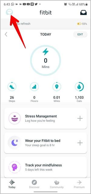 Meldingen ontvangen op Fitbit Versa