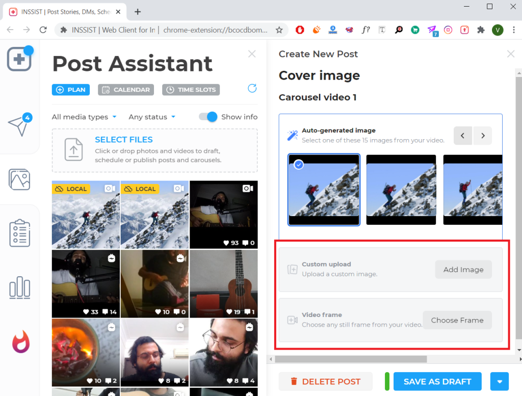 Extension Chrome INSSIST : téléchargez des vidéos sur Instagram à partir du navigateur Chrome