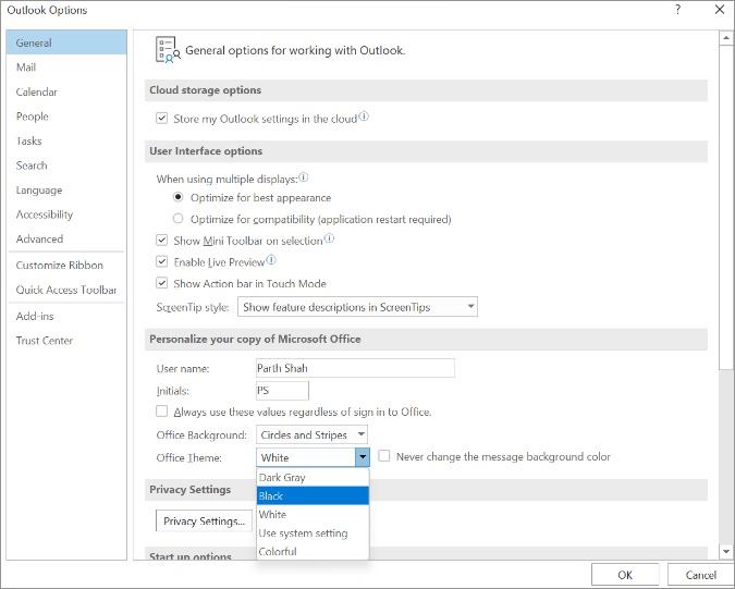 Cách thay đổi Outlook thành Chế độ tối trên Máy tính để bàn và Di động