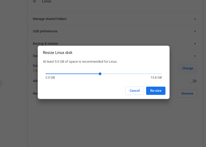 Come espandere lo spazio di archiviazione per Linux sul tuo Chromebook