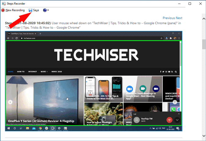 Windows10でマウスポインターを使用してスクリーンショットを撮る方法
